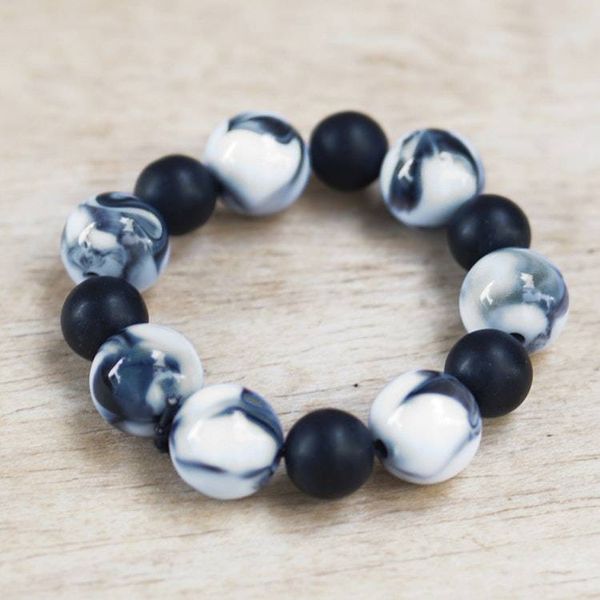 Alternate image for Handcrafted Unisex Recycled Glass Beaded Stretch Bracelet Savior