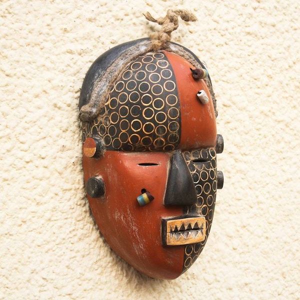Alternate image for Colorful Wood Mask with Recycled Glass Beads Yaka Initiation