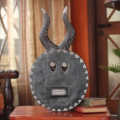 Alternate image for Handcrafted Wood Mask Baule New Moon