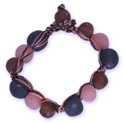 Alternate image for Handcrafted Modern Recycled Glass Beaded Bracelet Peach Allure