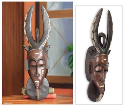Alternate image for Authentic African Mask Guro Horned Protector