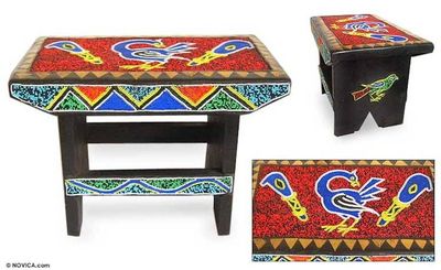 Alternate image for Colorful Hand Beaded African Throne Stool from Ghana Wisdom of Ghana