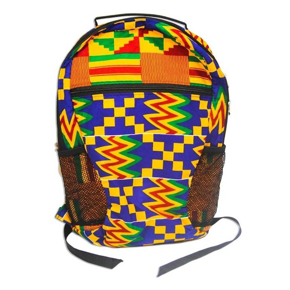 Kente-Print Cotton Backpack Crafted in Ghana 'Colorful Kente'