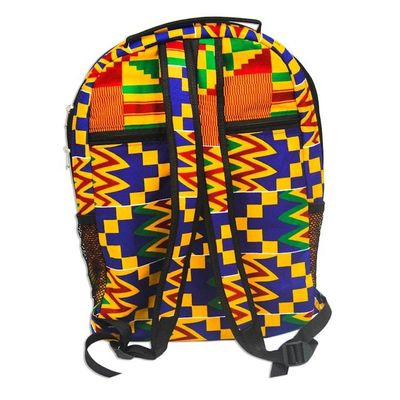 Alternate image for Kente-Print Cotton Backpack Crafted in Ghana Colorful Kente