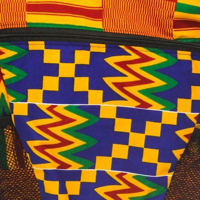 Alternate image for Kente-Print Cotton Backpack Crafted in Ghana Colorful Kente