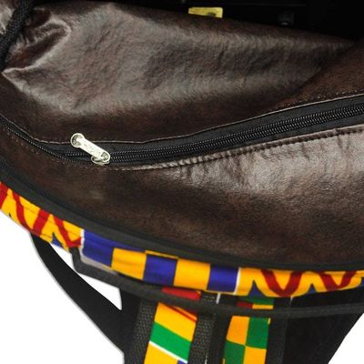 Alternate image for Kente-Print Cotton Backpack Crafted in Ghana Colorful Kente