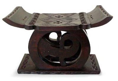 Alternate image for Unique Ashanti Throne Stool Ottoman Benya Lagoon