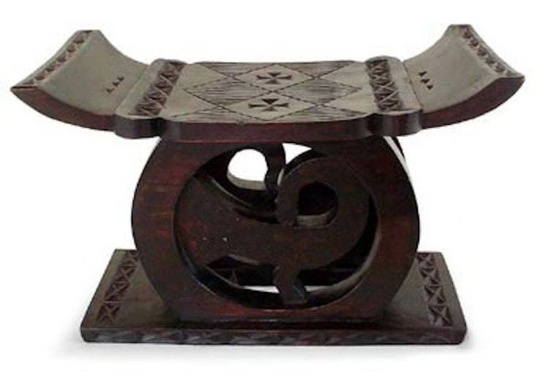 Alternate image for Unique Ashanti Throne Stool Ottoman Benya Lagoon