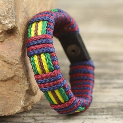 Alternate image for Kente Inspired Handcrafted Mens Wristband Bracelet Kente Kingdom