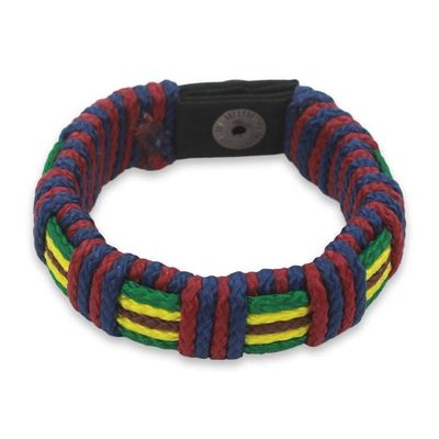 Alternate image for Kente Inspired Handcrafted Mens Wristband Bracelet Kente Kingdom