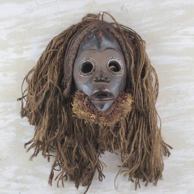 Alternate image for Handcrafted African Wood and Jute Mask from Ghana Strong Protector
