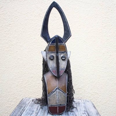 Alternate image for Hand Carved Burkina Faso Wood Mask Warrior Protector