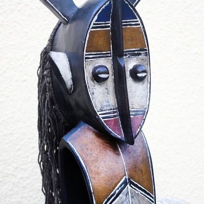 Alternate image for Hand Carved Burkina Faso Wood Mask Warrior Protector