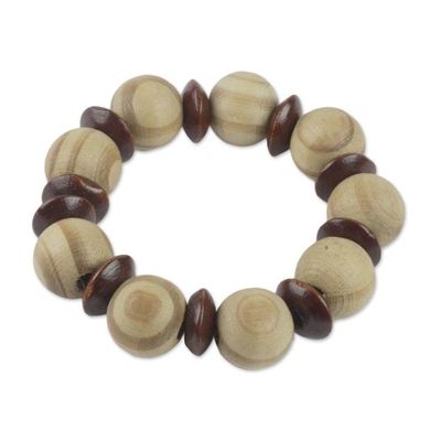 Alternate image for Circular Sese Wood Beaded Stretch Bracelet from Ghana Happy Circles