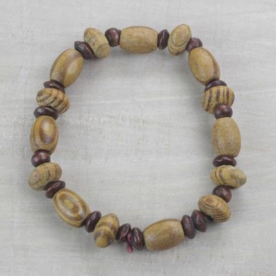 Alternate image for Circular Sese Wood Beaded Stretch Bracelet from Ghana Happy Circles