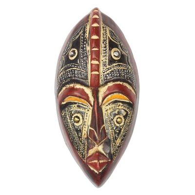 Alternate image for Oval African Wood and Aluminum Mask from Ghana Kyauta