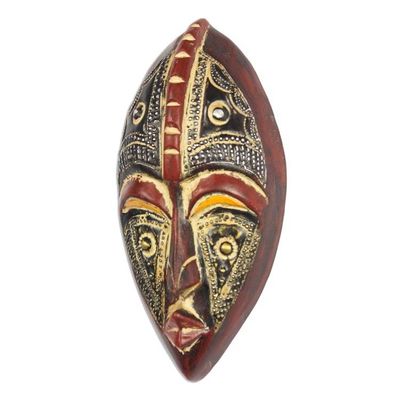 Alternate image for Oval African Wood and Aluminum Mask from Ghana Kyauta