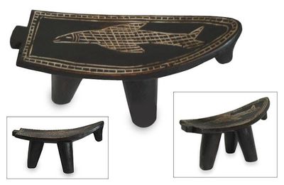 Alternate image for Hand Made Wood Throne Stool Swift Shark