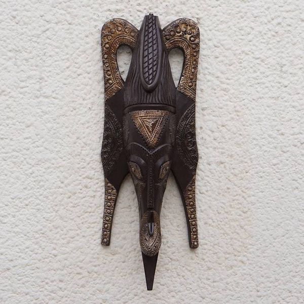 Alternate image for Ghana Wood Mask Hand Carved Black and Gold Butterfly Mask