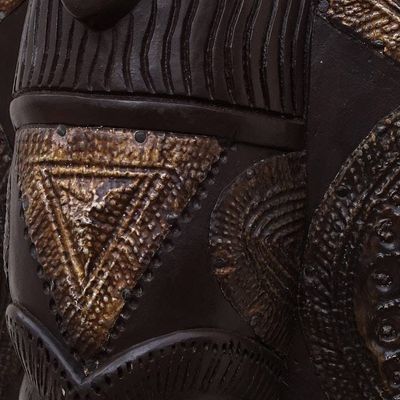 Alternate image for Ghana Wood Mask Hand Carved Black and Gold Butterfly Mask