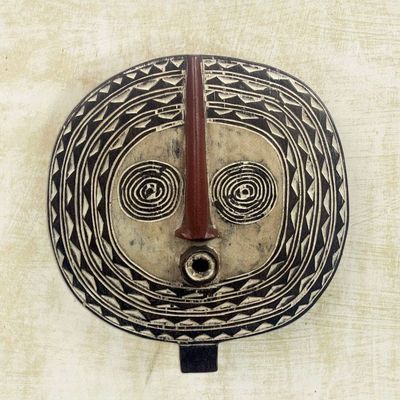 Alternate image for Artisan Hand Carved Sese Wood Bwa Sun Mask from Ghana Sun Dancer