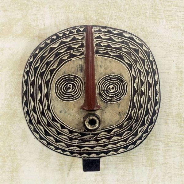 Alternate image for Artisan Hand Carved Sese Wood Bwa Sun Mask from Ghana Sun Dancer