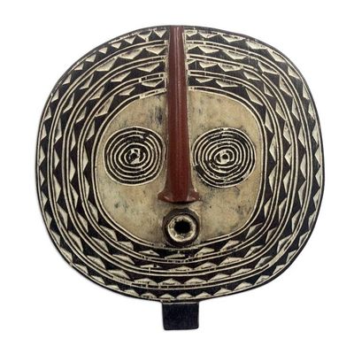 Alternate image for Artisan Hand Carved Sese Wood Bwa Sun Mask from Ghana Sun Dancer