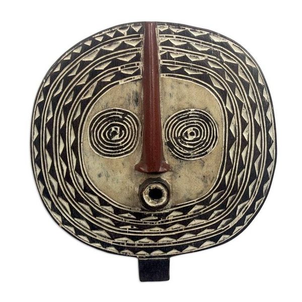 Alternate image for Artisan Hand Carved Sese Wood Bwa Sun Mask from Ghana Sun Dancer