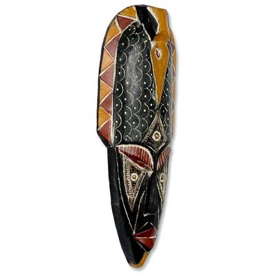 Alternate image for African Mask Hand Carved Wood Aluminum Brass Gaisuwa