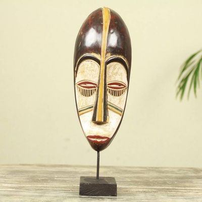 Alternate image for African Wood Mask on Stand Crafted by Hand in Ghana Face of Hope