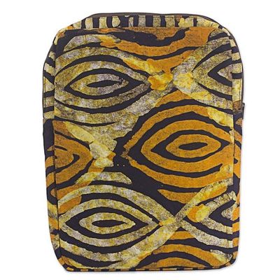 Alternate image for Batik Printed Cotton 10 In Tablet Sleeve in Saffron Espresso Saffron Eyes