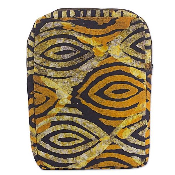 Alternate image for Batik Printed Cotton 10 In Tablet Sleeve in Saffron Espresso Saffron Eyes