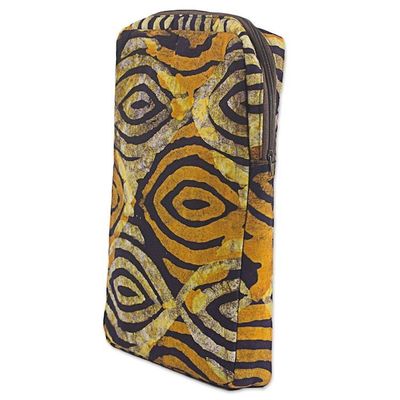 Alternate image for Batik Printed Cotton 10 In Tablet Sleeve in Saffron Espresso Saffron Eyes