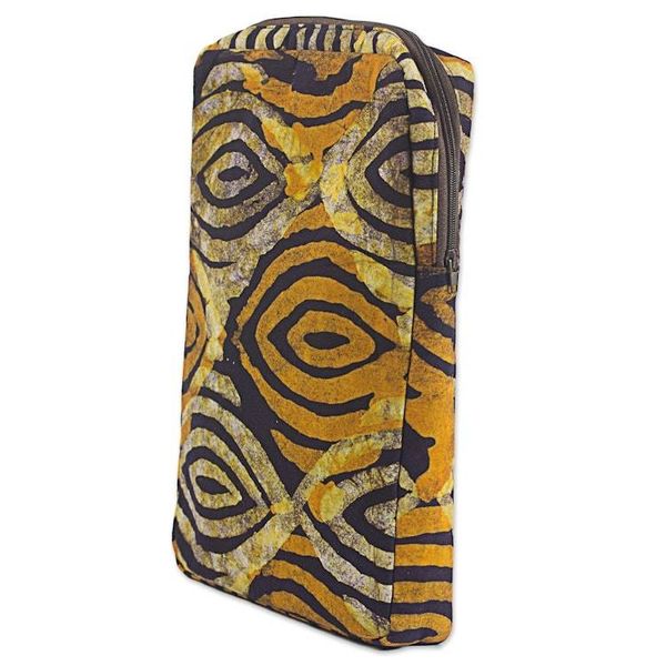 Alternate image for Batik Printed Cotton 10 In Tablet Sleeve in Saffron Espresso Saffron Eyes