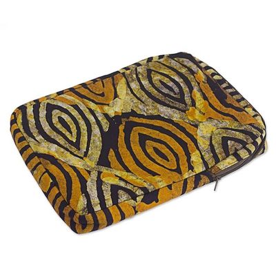 Alternate image for Batik Printed Cotton 10 In Tablet Sleeve in Saffron Espresso Saffron Eyes