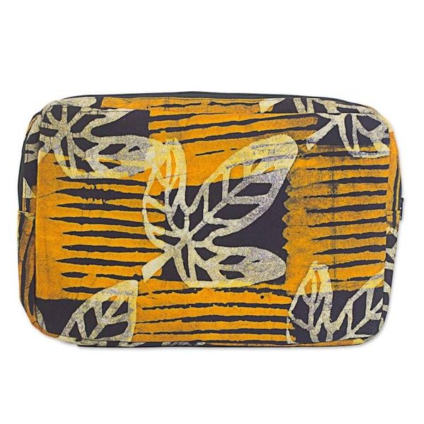 Alternate image for Batik Cotton 10 Inch Tablet Sleeve Leaf Motifs from Ghana Leafy Companion