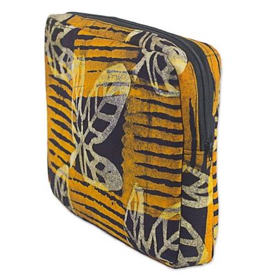 Alternate image for Batik Cotton 10 Inch Tablet Sleeve Leaf Motifs from Ghana Leafy Companion