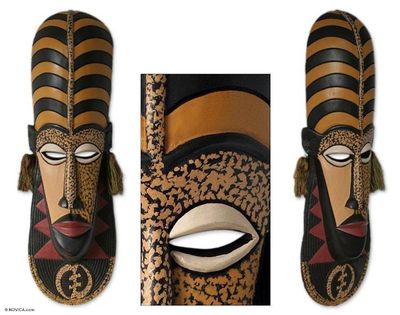 Alternate image for Unique African Wood Mask Ashanti Wisdom