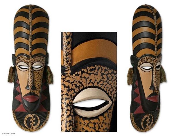 Alternate image for Unique African Wood Mask Ashanti Wisdom