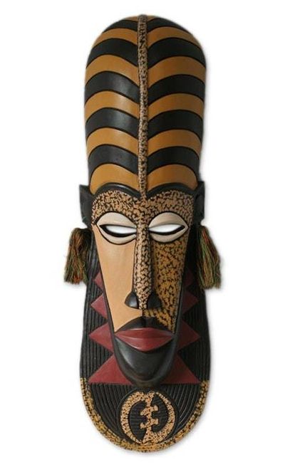 Alternate image for Unique African Wood Mask Ashanti Wisdom