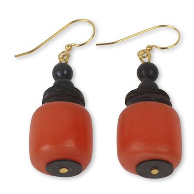 Alternate image for Coconut Shell and Recycled Plastic Eco Earrings from Africa Gods Gift