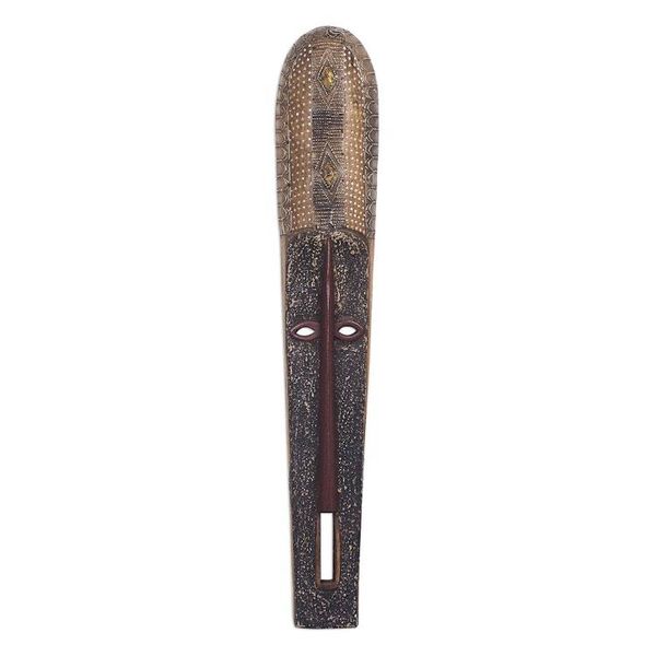Alternate image for Long African Sese Wood and Aluminum Mask from Ghana Beautiful Nketiabah