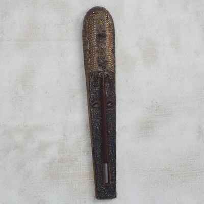 Alternate image for Long African Sese Wood and Aluminum Mask from Ghana Beautiful Nketiabah