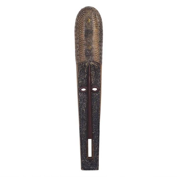 Alternate image for Long African Sese Wood and Aluminum Mask from Ghana Beautiful Nketiabah