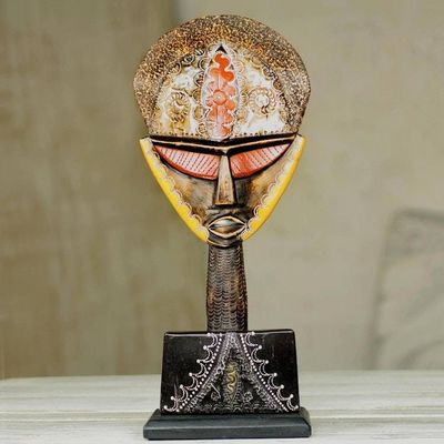 Alternate image for Multicolor Handcrafted African Mask on Stand Good Lady