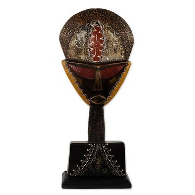 Alternate image for Multicolor Handcrafted African Mask on Stand Good Lady