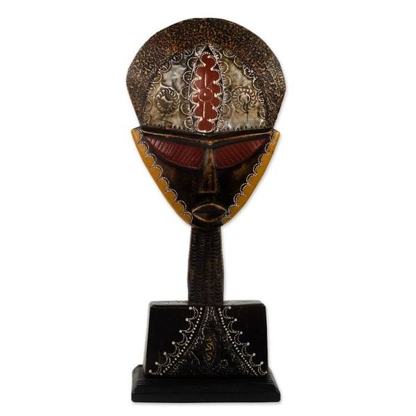 Alternate image for Multicolor Handcrafted African Mask on Stand Good Lady