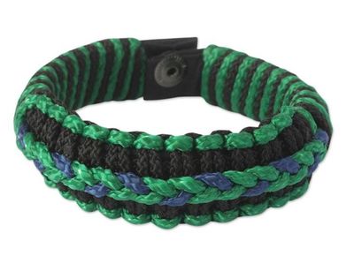 Alternate image for Mens wristband bracelet Blue and Green Hausa