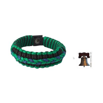 Alternate image for Mens wristband bracelet Blue and Green Hausa