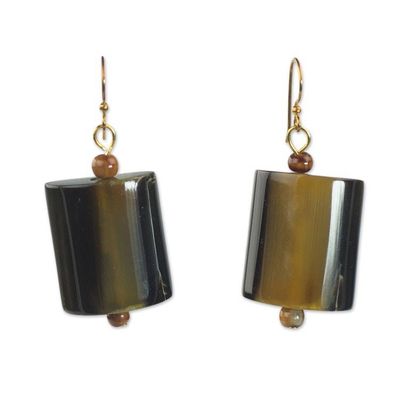 Alternate image for Hand Crafted Horn Dangle Earrings from West Africa Bold Path